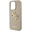 Guess Case Geperforeerd 4G Glitter Metaal Logo iPhone 15 Pro Goud