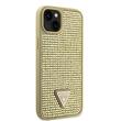 Guess Case Strass Driehoek Metalen Logo iPhone 15 Goud