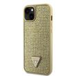 Guess Case Strass Driehoek Metalen Logo iPhone 15 Goud