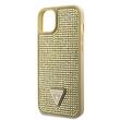 Guess Case Strass Driehoek Metalen Logo iPhone 15 Goud