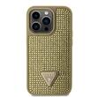 Guess Case Strass Driehoek Metaal Logo iPhone 15 Pro Goud