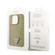 Guess Case Strass Driehoek Metaal Logo iPhone 15 Pro Goud