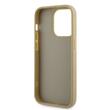 Custodia Guss con strass e logo in metallo triangolare per iPhone 15 Pro Max, oro