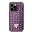 Guess Cover Rhinestones Triangle Metal Logo iPhone 15 Pro Purple