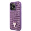 Guess Cover Rhinestones Triangle Metal Logo iPhone 15 Pro Purple