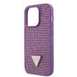 Guess Cover Rhinestones Triangle Metal Logo iPhone 15 Pro Purple