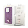 Guess Cover Rhinestones Triangle Metal Logo iPhone 15 Pro Purple