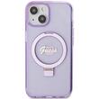 Guess Husa Ring Stand Glitter MagSafe iPhone 15 Viola