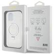 Custodia trasparente Guess Ring Stand Glitter MagSafe per iPhone 15