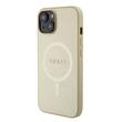 Guess Hoesje Saffiano MagSafe iPhone 15 Beige