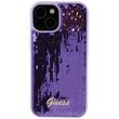 Custodia Guess con logo in paillettes per iPhone 15 viola