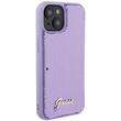 Custodia Guess con logo in paillettes per iPhone 15 viola