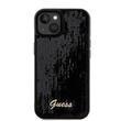 Guess hoesje met paillettenscriptlogo iPhone 15 zwart