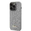 Guess Coque Carrée Miroir Script Logo iPhone 15 Pro Argent