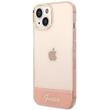 Guess Custodia in TPU Camera Outline Traslucido per iPhone 14 Plus Rosa