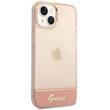 Guess Custodia in TPU Camera Outline Traslucido per iPhone 14 Plus Rosa