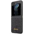 Custodia Guess in TPU Glitter Flakes Logo in Metallo per Samsung Galaxy Z Flip5 Nera