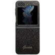 Custodia Guess in TPU Glitter Flakes Logo in Metallo per Samsung Galaxy Z Flip5 Nera
