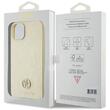 Coque Guess 4G Strass Métal Logo iPhone 15 Or