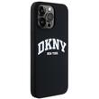 DKNY Case Liquid Silicone White Printed Logo MagSafe iPhone 15 Pro Black