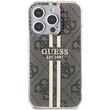 Custodia Guess 4G Gold Stripe per iPhone 15 Pro marrone