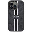 Coque Guess 4G Rayures Imprimées MagSafe iPhone 15 Pro Noir