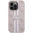 Guess Hülle 4G bedruckte Streifen MagSafe iPhone 15 Pro Rosa
