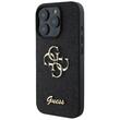 Guess Funda Fija Glitter 4G Metal Logo iPhone 16 Pro Negra