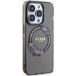 Guess Case Flowers Ring Logo Glossy MagSafe iPhone 15 Pro Schwarz