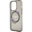 Guess Case Flowers Ring Logo Glossy MagSafe iPhone 15 Pro Schwarz