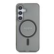Guess Husa Glitter Circle Classic Logo MagSafe Samsung Galaxy S25 Negru