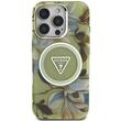 Guess Hoesje Glitter Bloemen Driehoek Knoppen MagSafe iPhone 16 Pro Max Groen