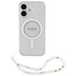 Guess Husa Glitter MagSafe Beads Strap iPhone 16 Transparent