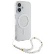 Guess Husa Glitter MagSafe Beads Strap iPhone 16 Transparent
