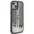 Custodia Guess Liquid Glitter Gold Stripe per iPhone 15 Plus nera