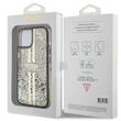 Custodia Guess Liquid Glitter Gold Stripe per iPhone 15 Plus nera