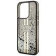 Custodia Guess Liquid Glitter Gold Stripe per iPhone 15 Pro nera