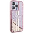 Custodia Guess Liquid Glitter Gold Stripe iPhone 15 Pro Rosa