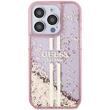 Custodia Guess Liquid Glitter Gold Stripe iPhone 15 Pro Rosa