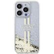 Custodia Guess Liquid Glitter Gold Stripe per iPhone 15 Pro Trasparente