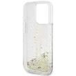 Custodia Guess Liquid Glitter Gold Stripe per iPhone 15 Pro Trasparente