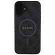 Étui Guess en cuir PU 4G avec anneau coloré MagSafe pour iPhone 16 Noir