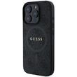 Étui Guess en cuir PU 4G avec anneau coloré MagSafe pour iPhone 16 Pro Max Noir