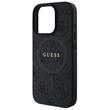 Étui Guess en cuir PU 4G avec anneau coloré MagSafe pour iPhone 16 Pro Noir