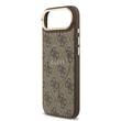 Custodia Guss in pelle PU 4G con cornice dorata e MagSafe per iPhone Air Marrone