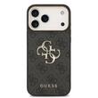 Guess Husa PU Leather 4G Metal Logo Gold Frame iPhone 17 Pro Max Negru