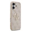 Guess Husa PU Leather 4G Metal Logo Gold Frame iPhone 17 Roz