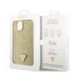 Guess Custodia Strass Triangolo Logo in Metallo iPhone 14 Oro