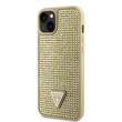 Guess Custodia Strass Triangolo Logo in Metallo iPhone 14 Oro