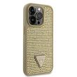 Guess Custodia Strass Triangolo Logo in Metallo iPhone 14 Pro Oro